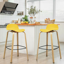 Load image into Gallery viewer, Set of 2 Modern Barstools Pub Chairs with Low Back and Metal Legs-Yellow