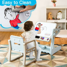 Load image into Gallery viewer, 2 in 1 Kids Easel Table and Chair Set with Adjustable Art Painting Board-Blue