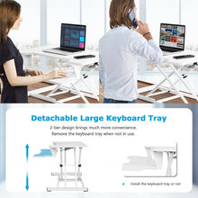 Load image into Gallery viewer, Height Adjustable Standing Desk Converter with Removable Keyboard Tray-White