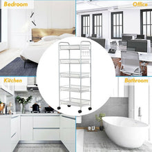 Load image into Gallery viewer, 5 Tier Mesh Rolling File Utility Cart Storage Basket-Gray