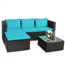 Load image into Gallery viewer, 4 pcs Rattan Furniture Set Loveseat Chair with Cushioned