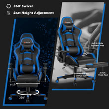 Load image into Gallery viewer, Massage Gaming Chair with Footrest-Blue