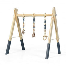 Load image into Gallery viewer, 3 Wooden Baby Teething Toys Hanging Bar-Gray