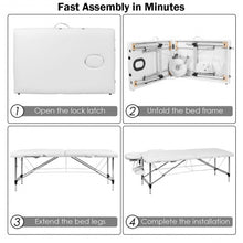 Load image into Gallery viewer, 72"L Portable Massage Table w/ Free Carry Case-White
