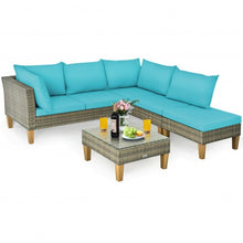 Load image into Gallery viewer, 4PCS Patio Rattan Furniture Set Cushioned Loveseat