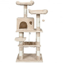 Load image into Gallery viewer, 55" Multi-Level Kitten Activity Tower with Hammock-Beige