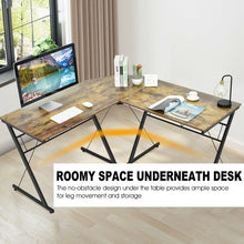 Load image into Gallery viewer, 59" L-Shaped Corner Desk Computer Table for Home Office Study Workstation-Brown