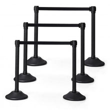 Load image into Gallery viewer, 6 Pcs Stanchion Post Crowd Control Barriers Queue Pole w/Retractable Belt-Black