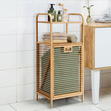 Load image into Gallery viewer, Tilt out Bamboo Shelf Slat Frame Storage Laundry Hamper