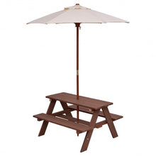 Load image into Gallery viewer, Outdoor 4-Seat Kid's Picnic Table Bench with Umbrella