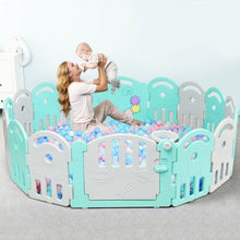 Load image into Gallery viewer, 16-Panel Baby Playpen with Music Box & Basketball Hoop-Gray