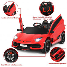 Load image into Gallery viewer, 12V Licensed Lamborghini SVJ RC Kids Ride On Car with Trunk and Music-Red