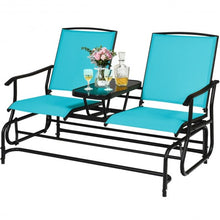 Load image into Gallery viewer, 2-Person Outdoor Patio Double Rocking Loveseat -Turquoise