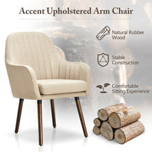 Load image into Gallery viewer, Set of 2 Fabric Upholstered Accent Chairs with Wooden Legs-Beige