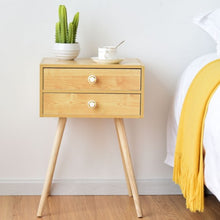 Load image into Gallery viewer, Mid Century Modern 2 Drawers Nightstand in Natural