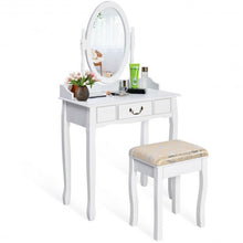 Load image into Gallery viewer, White Vanity Makeup Dressing Table with Rotating Mirror