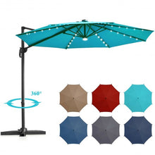 Load image into Gallery viewer, 10 Ft Patio Offset Cantilever Umbrella with Solar Lights-Turquoise