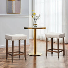Load image into Gallery viewer, Set of 2 Nailhead Saddle Bar Stools 24" Height