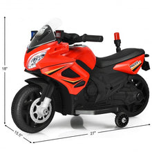 Load image into Gallery viewer, 6V Kids 4-Wheel Ride On Police Motorcycle with Training Wheels-Red