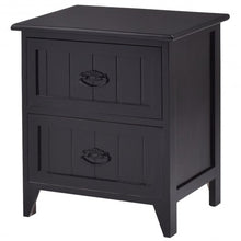 Load image into Gallery viewer, Nightstand End Side Table 2 Drawers Storage Wood Bedroom-Black