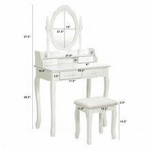 Load image into Gallery viewer, Vanity Table Set with Oval Mirror and 4 Drawers-White