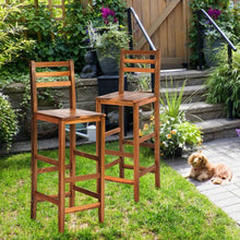 Load image into Gallery viewer, Set of 2 Ladder Back 28.5" Acacia Wood Patio Bar Stool