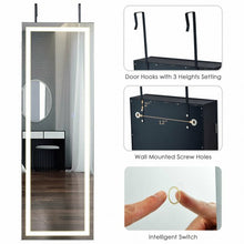 Load image into Gallery viewer, Door Wall Mount Touch Screen Mirrored Jewelry Cabinet-Black