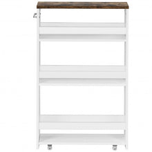Load image into Gallery viewer, 4 Tier Rolling Slim Storage Kitchen Organizer Cart with Handle-White