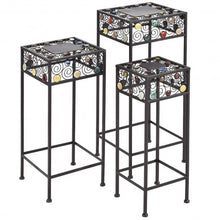 Load image into Gallery viewer, 3 pcs Square Ceramic Beads Decor Metal Plant Stand