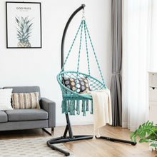 Load image into Gallery viewer, Macrame Cushioned Hanging Swing Hammock Chair-Turquoise