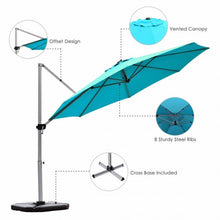 Load image into Gallery viewer, 11' Patio Offset Cantilever Umbrella 360° Rotation Aluminum Tilt-Blue