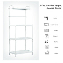 Load image into Gallery viewer, 4-Tier Kitchen Storage Baker Microwave Oven Rack Shelves-White