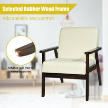 Load image into Gallery viewer, Solid Rubber Wood Fabric Accent Armchair-Beige