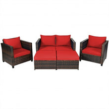 Load image into Gallery viewer, 5 Pcs Patio Cushioned Rattan Furniture Set-Red