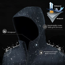 Load image into Gallery viewer, Men's Waterproof Rain Windproof Hooded Raincoat Jacket-Black-XL