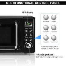 Load image into Gallery viewer, 700W Glass Turntable Retro Countertop Microwave Oven-Black