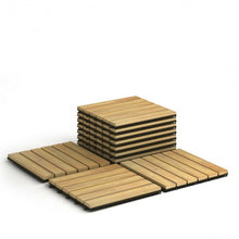 Load image into Gallery viewer, 10 PCS 12" x 12" Acacia Wood Interlocking Stripe Deck Tiles
