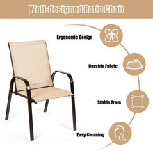 Load image into Gallery viewer, 2 PCS Patio Chairs Outdoor Dining Chair with Armrest-Beige