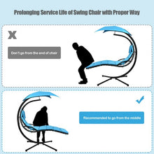 Load image into Gallery viewer, Hanging Stand Chaise Lounger Swing Chair w/ Pillow-Blue