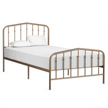 Load image into Gallery viewer, Twin Size Metal Bed Frame with Headboard & Footboard-Brown