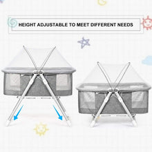 Load image into Gallery viewer, 2 in 1 Foldable Crib with Detachable & Thicken Mattress-Gray