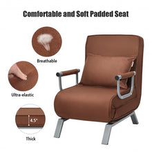 Load image into Gallery viewer, Folding 5 Position Convertible Sleeper Bed Armchair Lounge Couch w/Pillow-Coffee