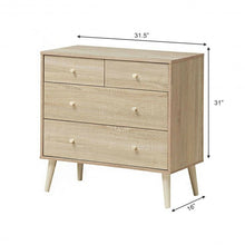 Load image into Gallery viewer, 4-Drawer Dresser Cabinet Storage Organizer Rubber Leg with Rail-Oak