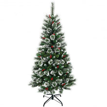 Load image into Gallery viewer, 5 ft Snow Flocked Artificial Christmas Hinged Tree