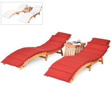 Load image into Gallery viewer, 3PCS Wooden Folding Patio Lounge Chair Table Set