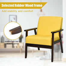 Load image into Gallery viewer, Solid Rubber Wood Fabric Accent Armchair-Yellow