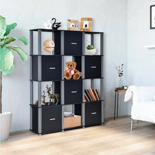 Load image into Gallery viewer, 4-Tier Storage Shelf Display Bookcase with 6 Doors-Black