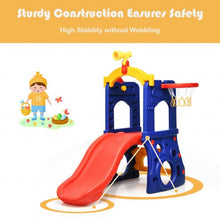 Load image into Gallery viewer, 6-in-1 Freestanding Kids Slide with Basketball Hoop Play Climber
