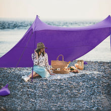 Load image into Gallery viewer, 10' x 9' Family Beach Tent Canopy Sunshade w/ 4 Poles-Purple