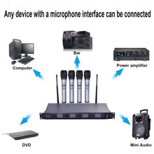 Load image into Gallery viewer, Professional 4 Channel VHF Handheld Wireless Microphone System